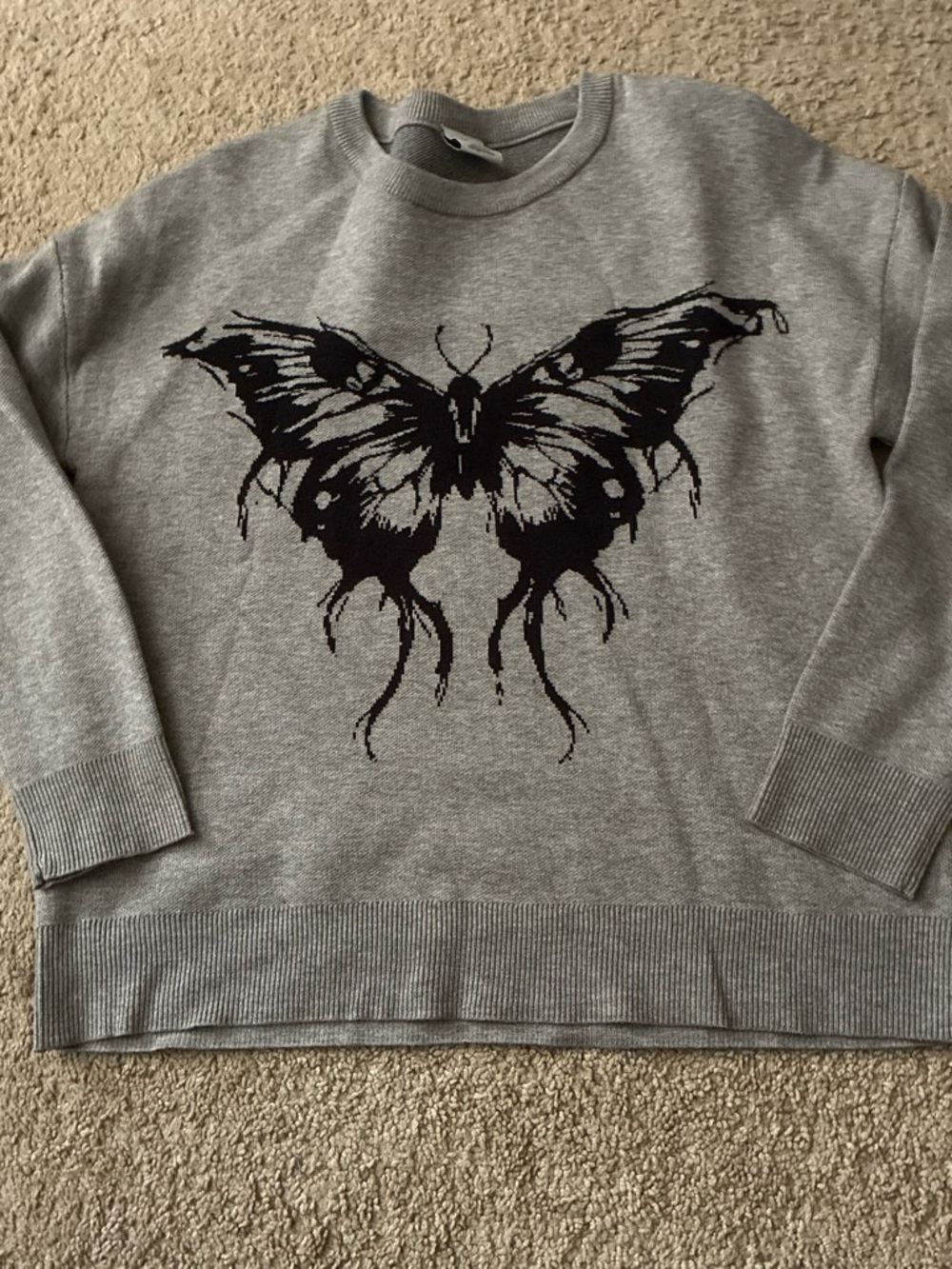 Women’s Gray Sweatshirt with Black Butterfly Graphic